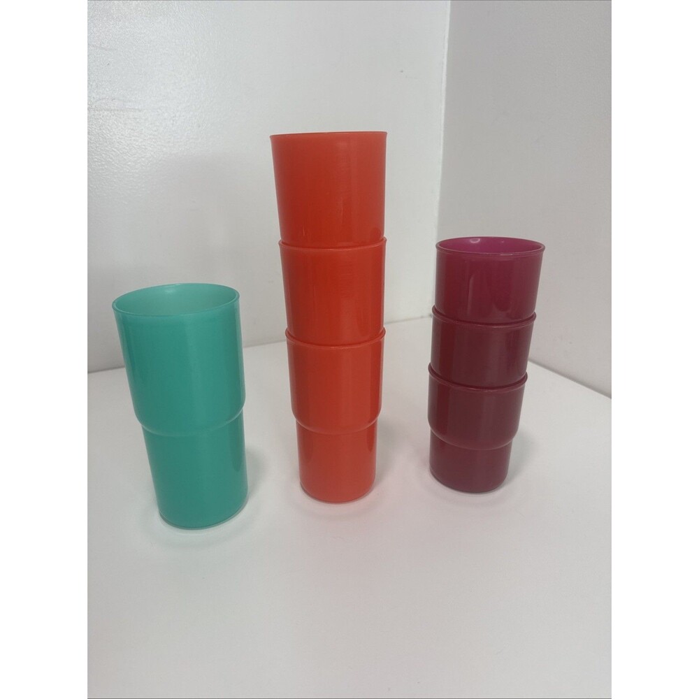 Vintage Tupperware 7 Cups Stackable 8Oz, 350ml, 500ml Multicolor